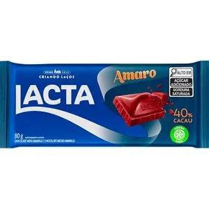 Chocolate Amaro 40% Cacau Unidade com 80g